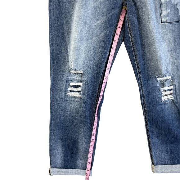 EV1 Jeans Alex Relaxed Vintage Distressed Patchwork Boyfriend Jeans Women’s 14 - Picture 15 of 16